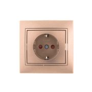 Розетка 1-м СП Mira 16А IP20 с заземл. защ. шторки со вставкой керамика свет. корич. перламутр. LEZARD 701-3131-124