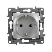 Розетка 1-м СП Etika 16А IP20 250В 2P+E с заземл. немецк. стандарт винтов. клеммы механизм алюм. IEK 672421