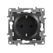 Розетка 1-м СП Etika 16А IP31 250В 2P+E с заземл. защ. шторки немецк. стандарт винтов. клеммы механизм антрацит IEK 672622