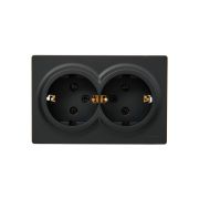 Розетка 2-м ОП LETO с заземл. закрытый корпус ПБТ черн. бархат LEZARD 752-4200-127B